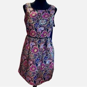 Eyeshadow Floral Pink Purple Blue Gold Black Sparkle Evening Dress Size Large